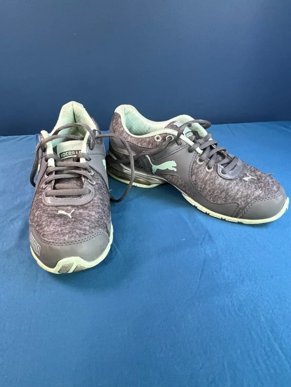 Puma 10Cell Women’s Size 6.5 Steel Gray/Drizzle/Bay Colorway Mint Green Accents